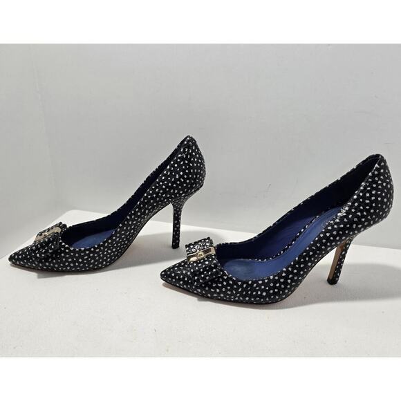 COACH Landrie Polka Dot Pointed Toe Bow Heels Black/White dots Women SZ 7 B - Picture 5 of 10